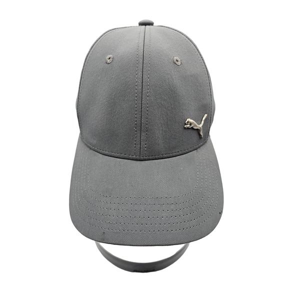 PUMA Mens‎ Alloy Stretch Fit Cap Size Small/Medium Gray Silver Logo - Picture 1 of 12